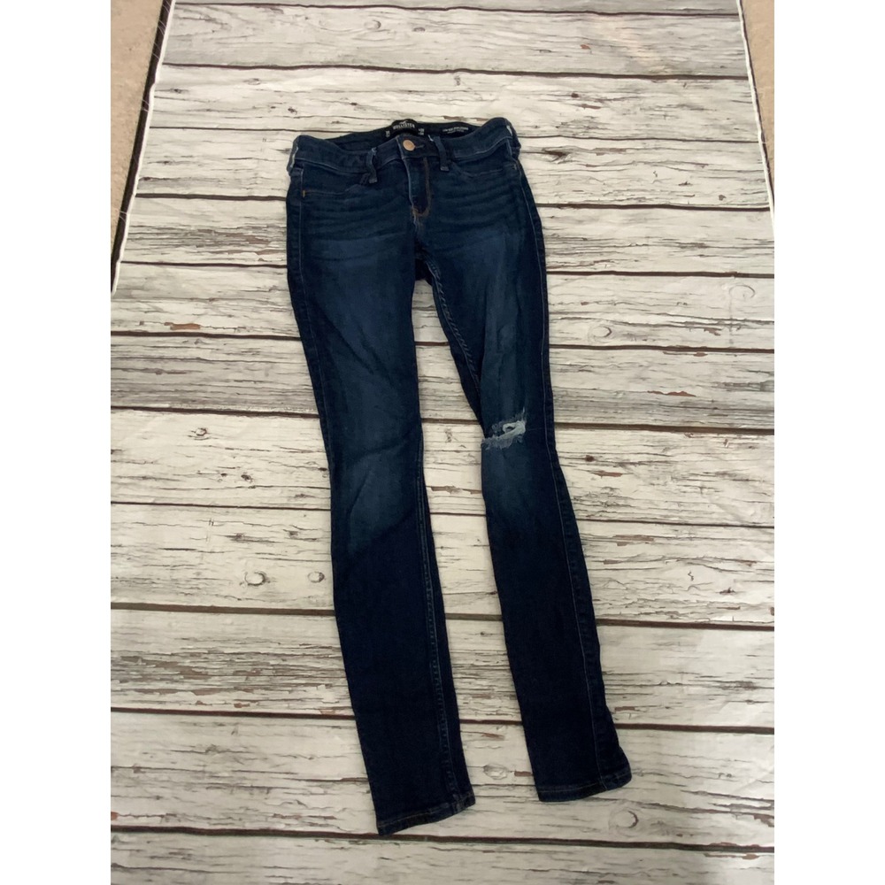 Hollister Low Rise Jean Legging Darkโ Wash Distressed Skinny Jeans W26 L28 3R